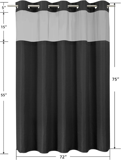 Sage Green No Hook Waffle Shower Curtain Set, 72 x 75 Inch