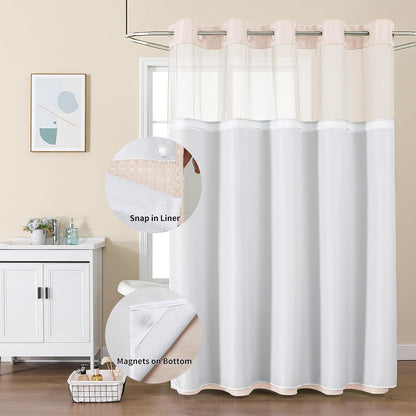 Sage Green No Hook Waffle Shower Curtain Set, 72 x 75 Inch