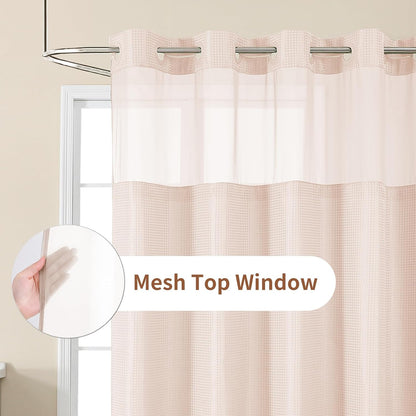 Sage Green No Hook Waffle Shower Curtain Set, 72 x 75 Inch