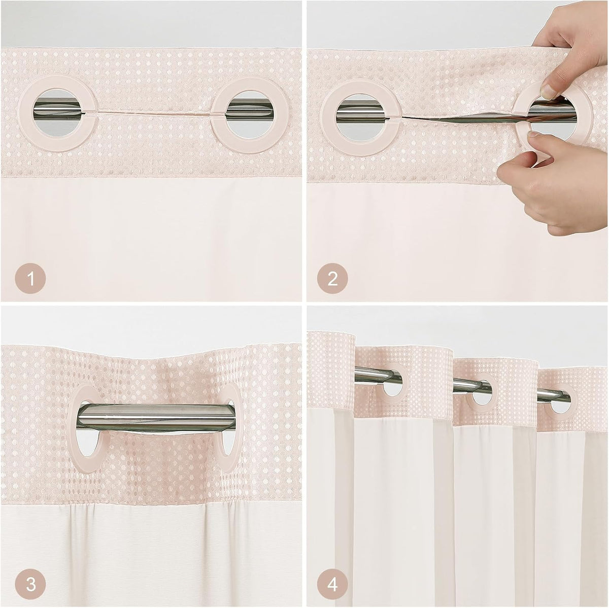 Sage Green No Hook Waffle Shower Curtain Set, 72 x 75 Inch