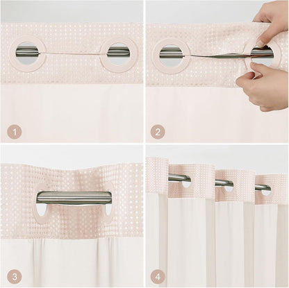 Sage Green No Hook Waffle Shower Curtain Set, 72 x 75 Inch