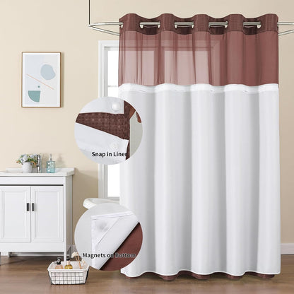 Sage Green No Hook Waffle Shower Curtain Set, 72 x 75 Inch