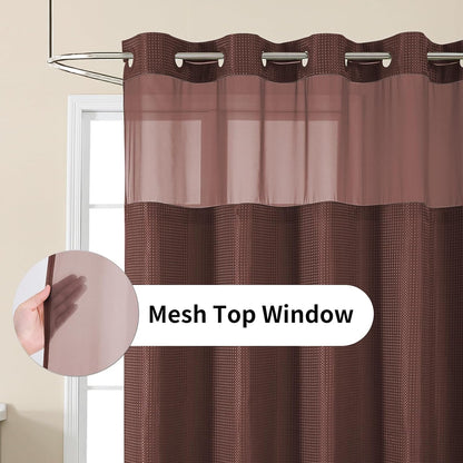 Sage Green No Hook Waffle Shower Curtain Set, 72 x 75 Inch