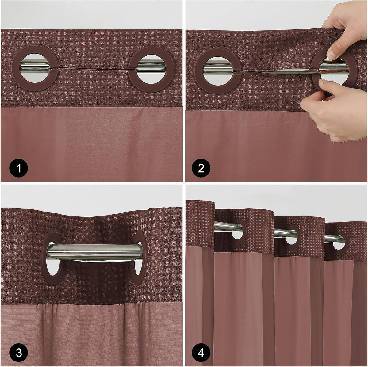 Sage Green No Hook Waffle Shower Curtain Set, 72 x 75 Inch