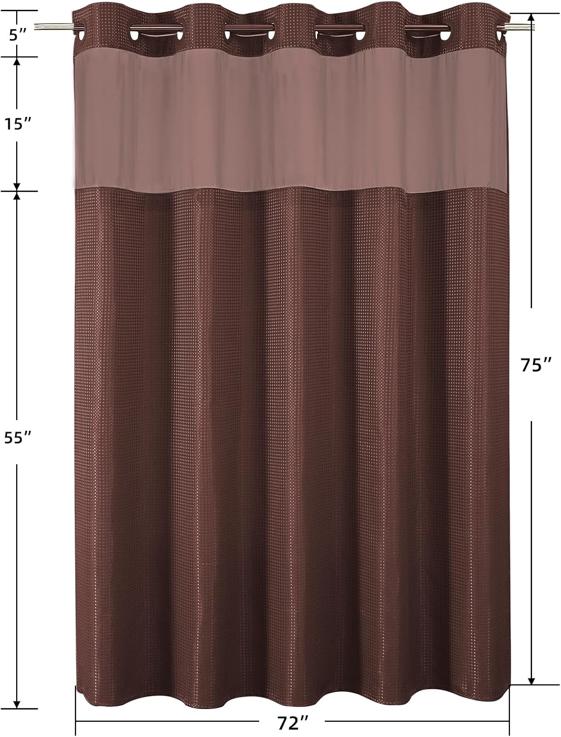 Sage Green No Hook Waffle Shower Curtain Set, 72 x 75 Inch