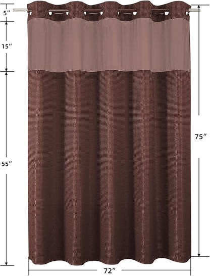 Sage Green No Hook Waffle Shower Curtain Set, 72 x 75 Inch