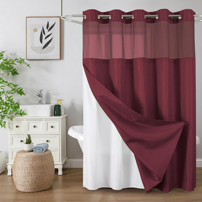 Sage Green No Hook Waffle Shower Curtain Set, 72 x 75 Inch