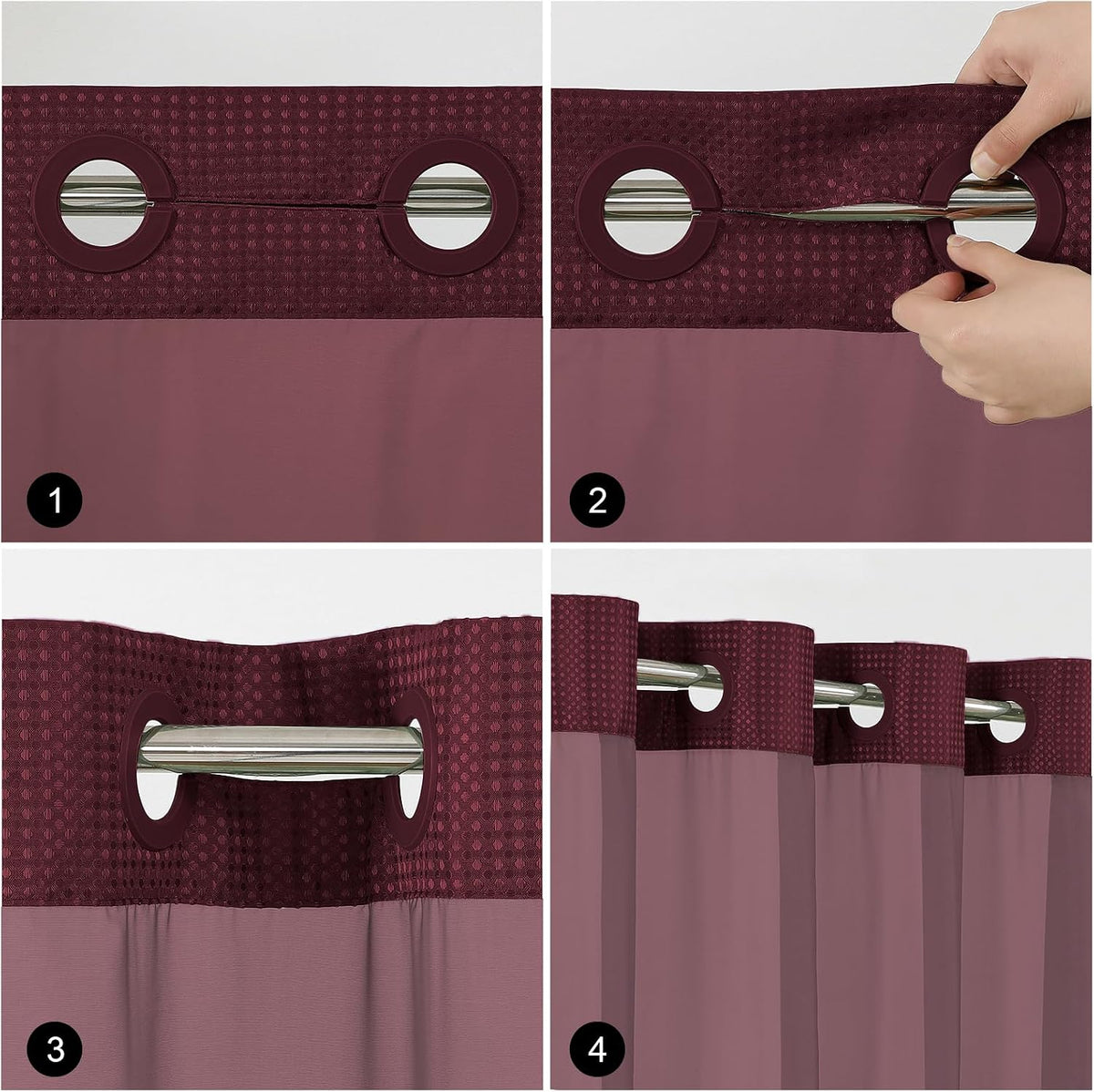 Sage Green No Hook Waffle Shower Curtain Set, 72 x 75 Inch