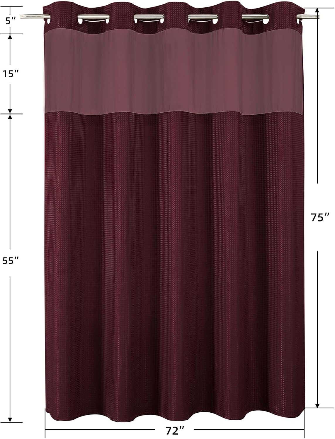 Sage Green No Hook Waffle Shower Curtain Set, 72 x 75 Inch