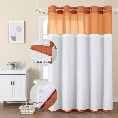 Sage Green No Hook Waffle Shower Curtain Set, 72 x 75 Inch