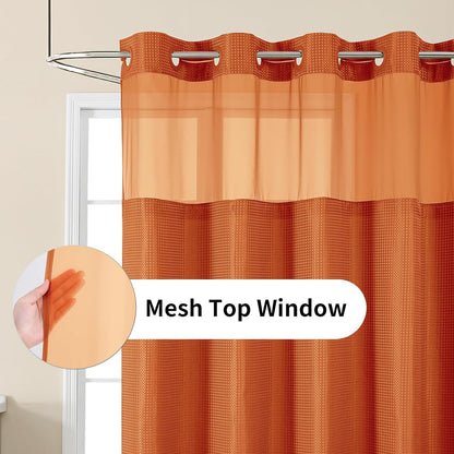 Sage Green No Hook Waffle Shower Curtain Set, 72 x 75 Inch