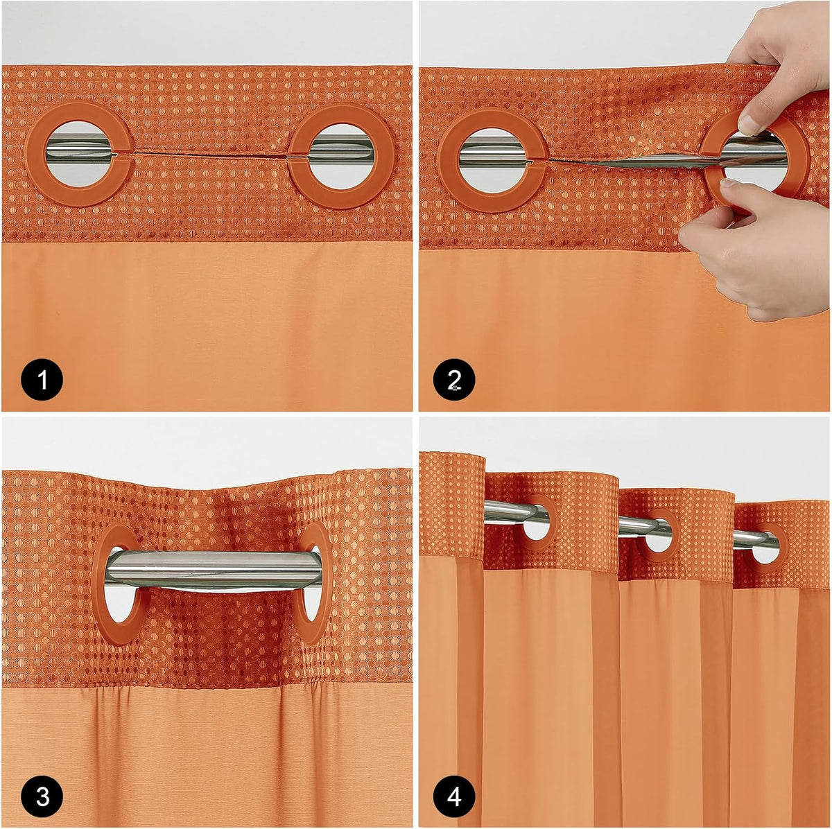 Sage Green No Hook Waffle Shower Curtain Set, 72 x 75 Inch