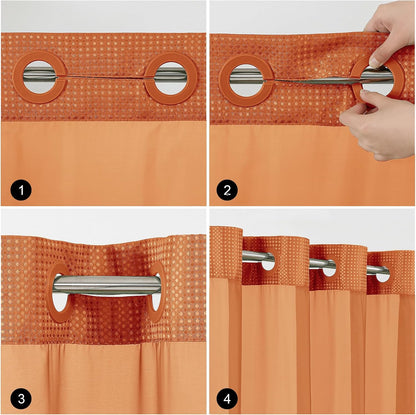 Sage Green No Hook Waffle Shower Curtain Set, 72 x 75 Inch