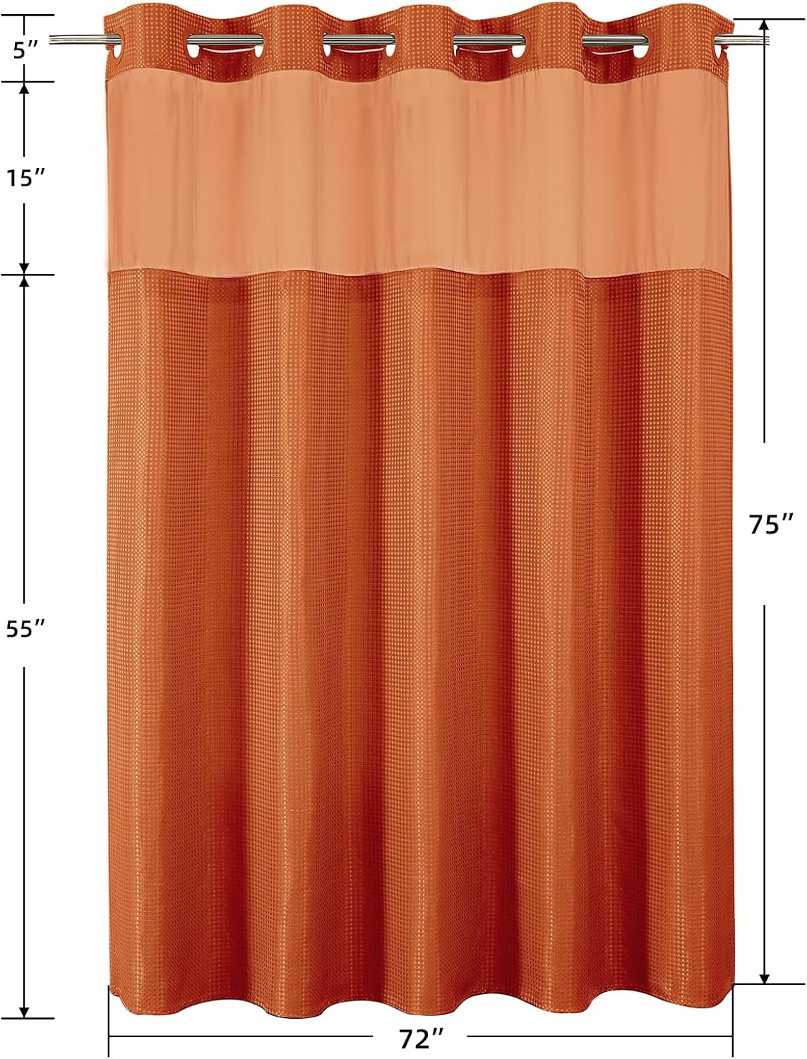 Sage Green No Hook Waffle Shower Curtain Set, 72 x 75 Inch