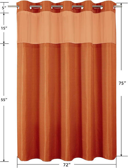 Sage Green No Hook Waffle Shower Curtain Set, 72 x 75 Inch
