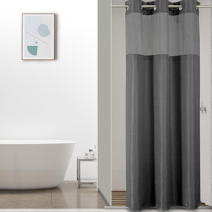 Sage Green No Hook Waffle Shower Curtain Set, 72 x 75 Inch