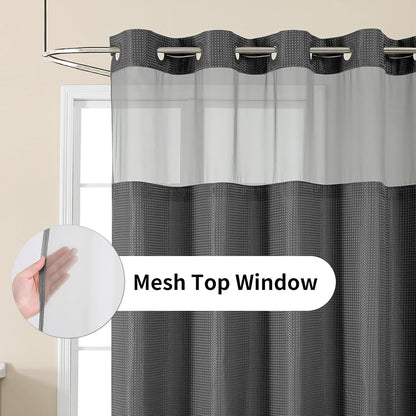 Sage Green No Hook Waffle Shower Curtain Set, 72 x 75 Inch