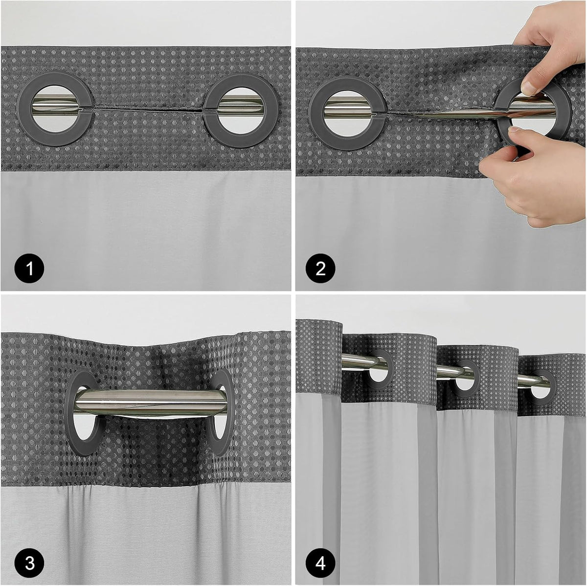 Sage Green No Hook Waffle Shower Curtain Set, 72 x 75 Inch