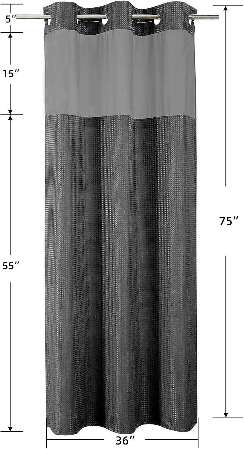 Sage Green No Hook Waffle Shower Curtain Set, 72 x 75 Inch