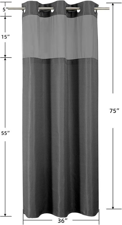 Sage Green No Hook Waffle Shower Curtain Set, 72 x 75 Inch