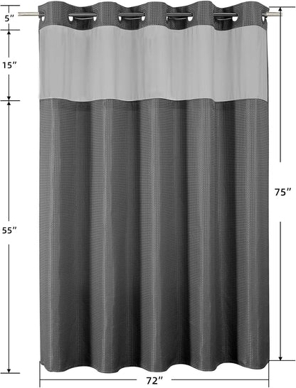 Sage Green No Hook Waffle Shower Curtain Set, 72 x 75 Inch