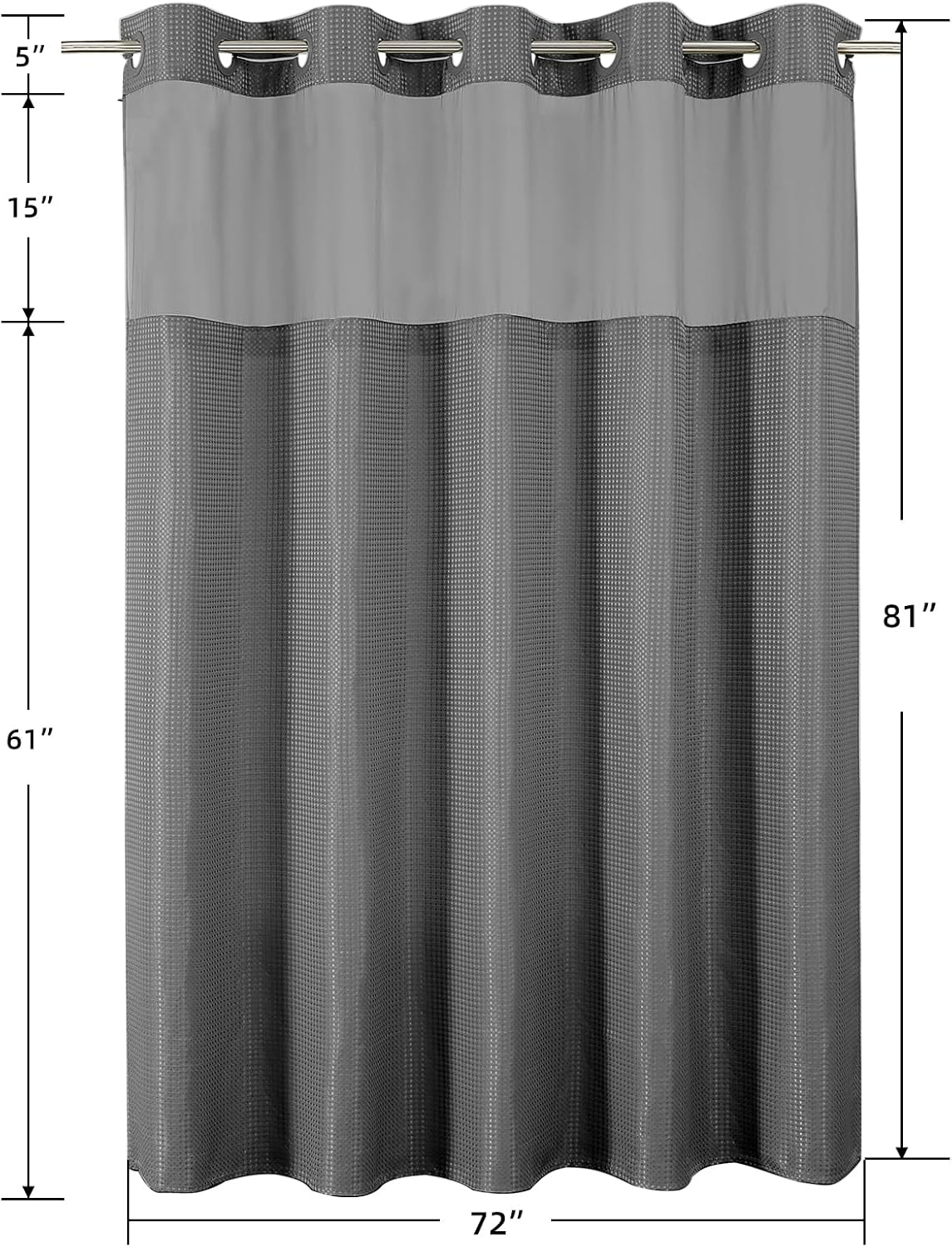 Sage Green No Hook Waffle Shower Curtain Set, 72 x 75 Inch