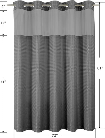 Sage Green No Hook Waffle Shower Curtain Set, 72 x 75 Inch
