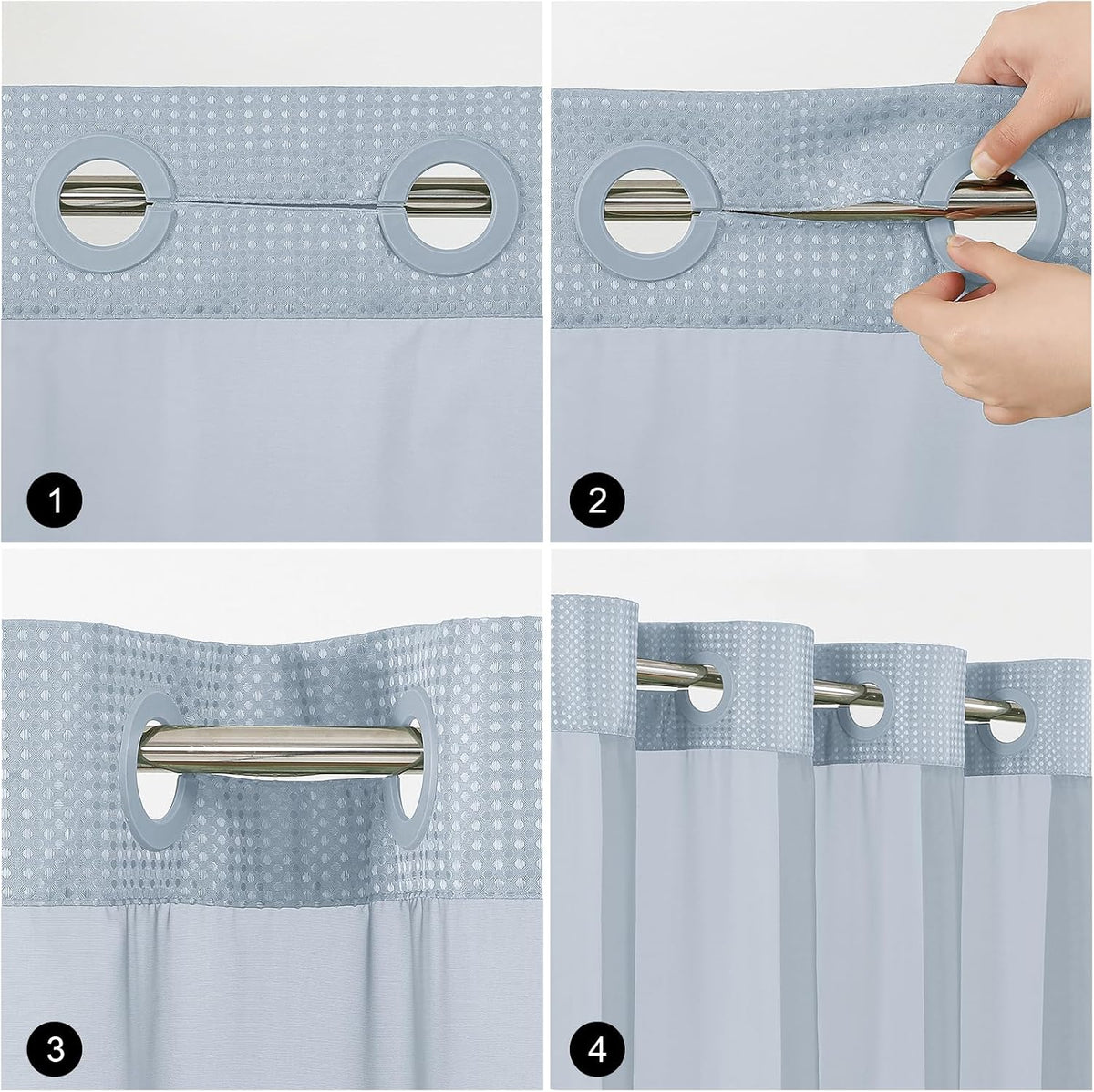 Sage Green No Hook Waffle Shower Curtain Set, 72 x 75 Inch