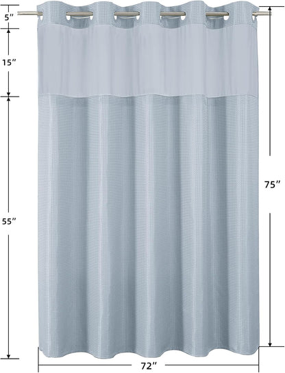 Sage Green No Hook Waffle Shower Curtain Set, 72 x 75 Inch