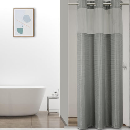 Sage Green No Hook Waffle Shower Curtain Set, 72 x 75 Inch
