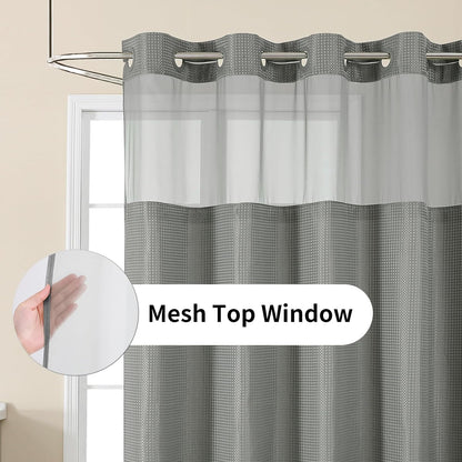 Sage Green No Hook Waffle Shower Curtain Set, 72 x 75 Inch