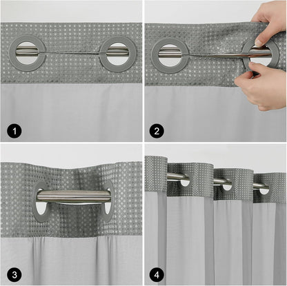 Sage Green No Hook Waffle Shower Curtain Set, 72 x 75 Inch
