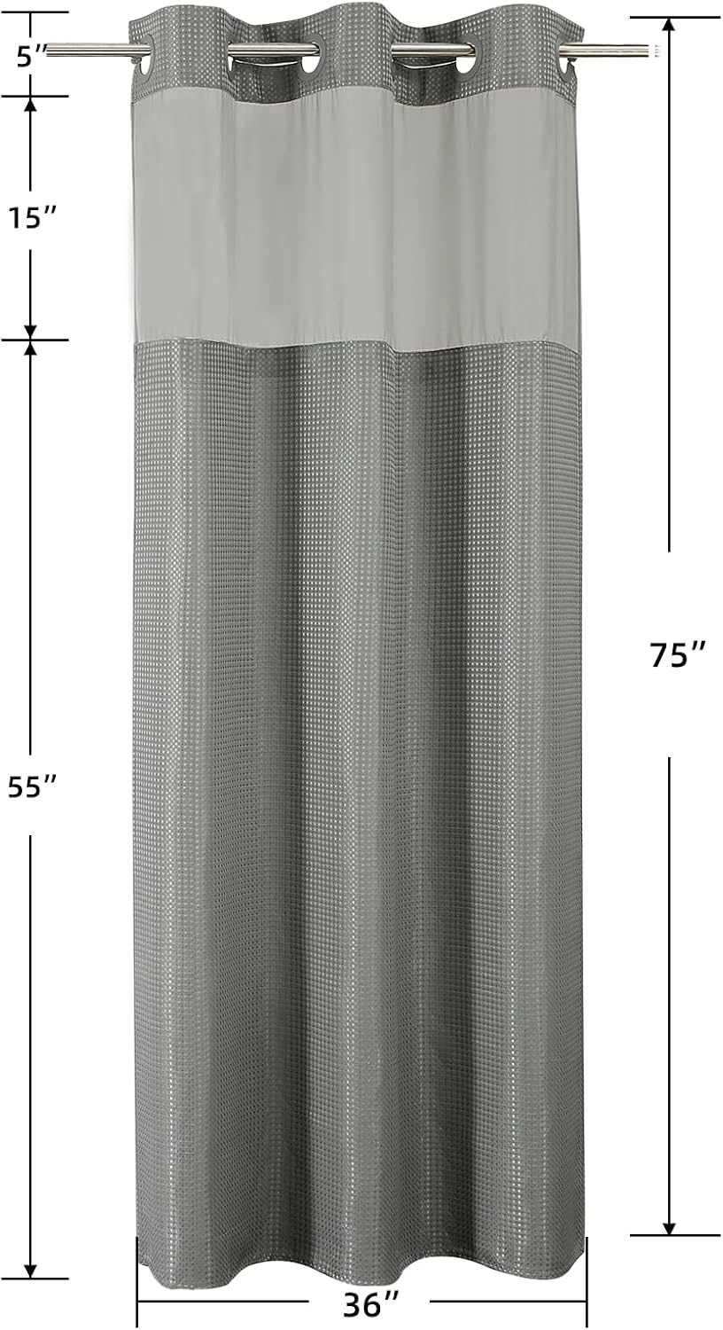 Sage Green No Hook Waffle Shower Curtain Set, 72 x 75 Inch
