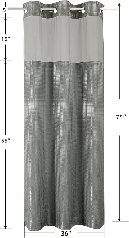 Sage Green No Hook Waffle Shower Curtain Set, 72 x 75 Inch