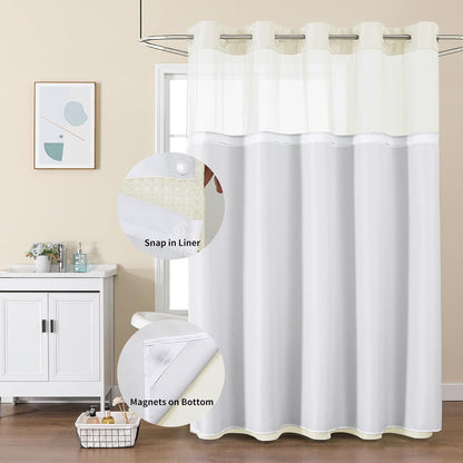 Sage Green No Hook Waffle Shower Curtain Set, 72 x 75 Inch