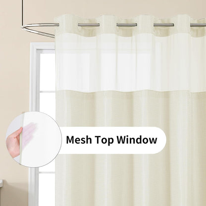 Sage Green No Hook Waffle Shower Curtain Set, 72 x 75 Inch