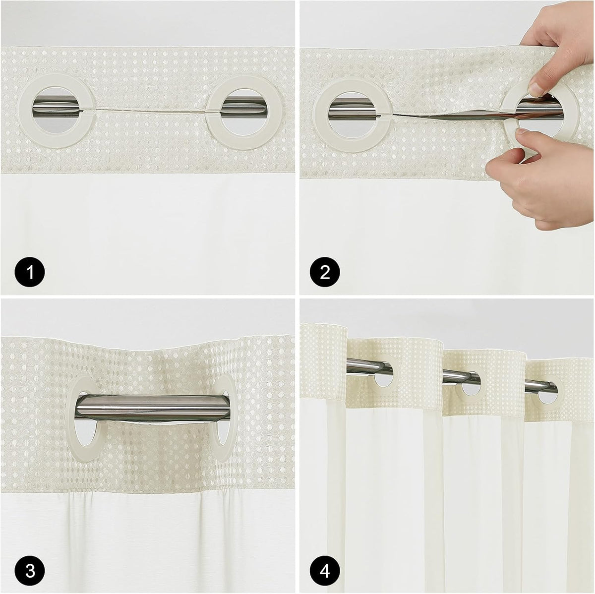 Sage Green No Hook Waffle Shower Curtain Set, 72 x 75 Inch