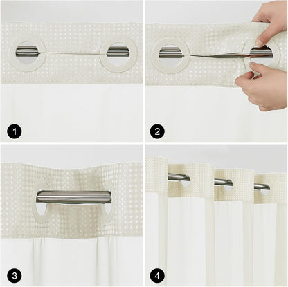 Sage Green No Hook Waffle Shower Curtain Set, 72 x 75 Inch