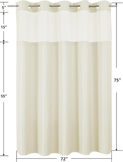 Sage Green No Hook Waffle Shower Curtain Set, 72 x 75 Inch