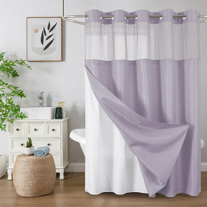 Sage Green No Hook Waffle Shower Curtain Set, 72 x 75 Inch