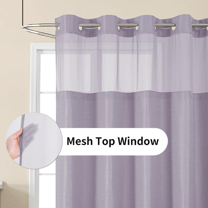 Sage Green No Hook Waffle Shower Curtain Set, 72 x 75 Inch
