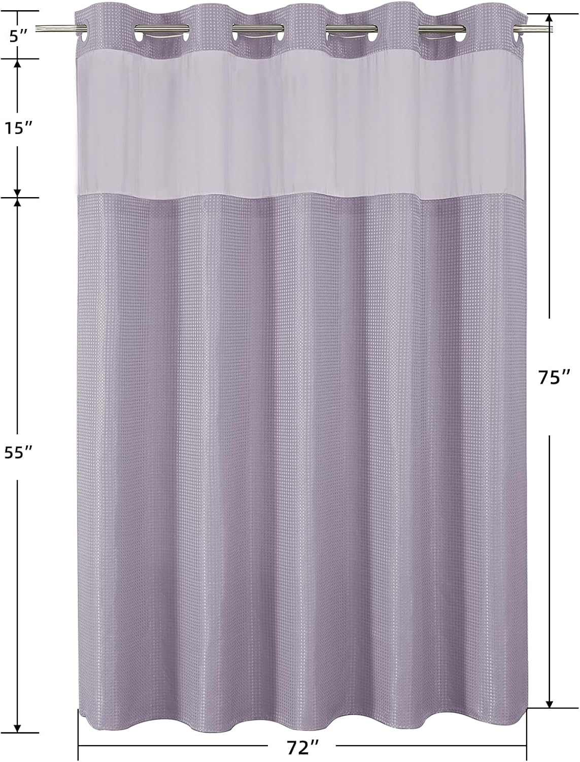 Sage Green No Hook Waffle Shower Curtain Set, 72 x 75 Inch