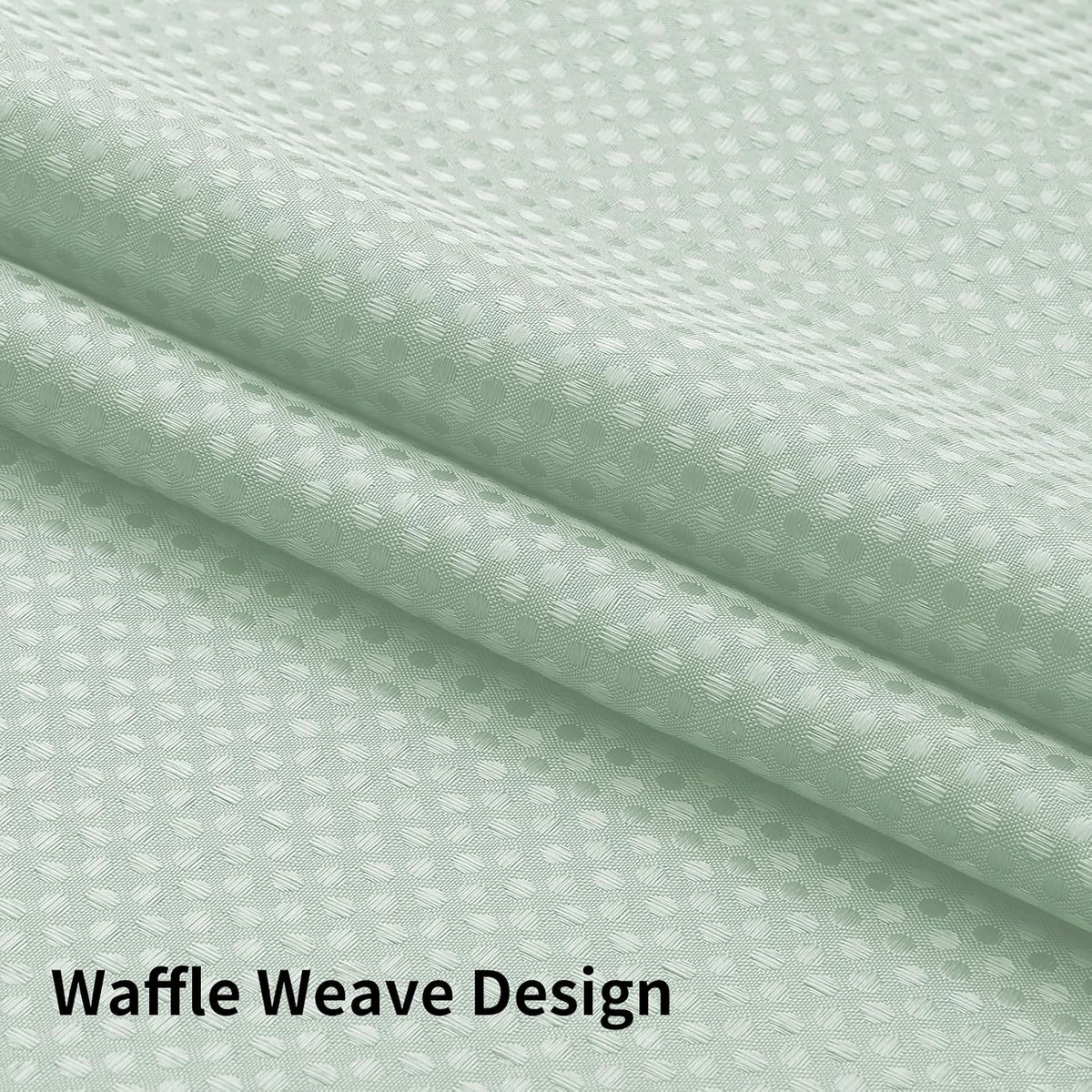 Sage Green No Hook Waffle Shower Curtain Set, 72 x 75 Inch