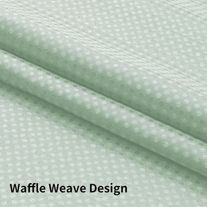 Sage Green No Hook Waffle Shower Curtain Set, 72 x 75 Inch