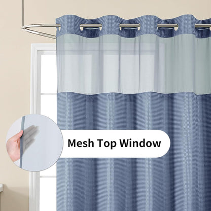 Sage Green No Hook Waffle Shower Curtain Set, 72 x 75 Inch