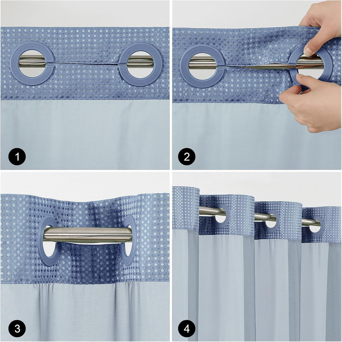 Sage Green No Hook Waffle Shower Curtain Set, 72 x 75 Inch