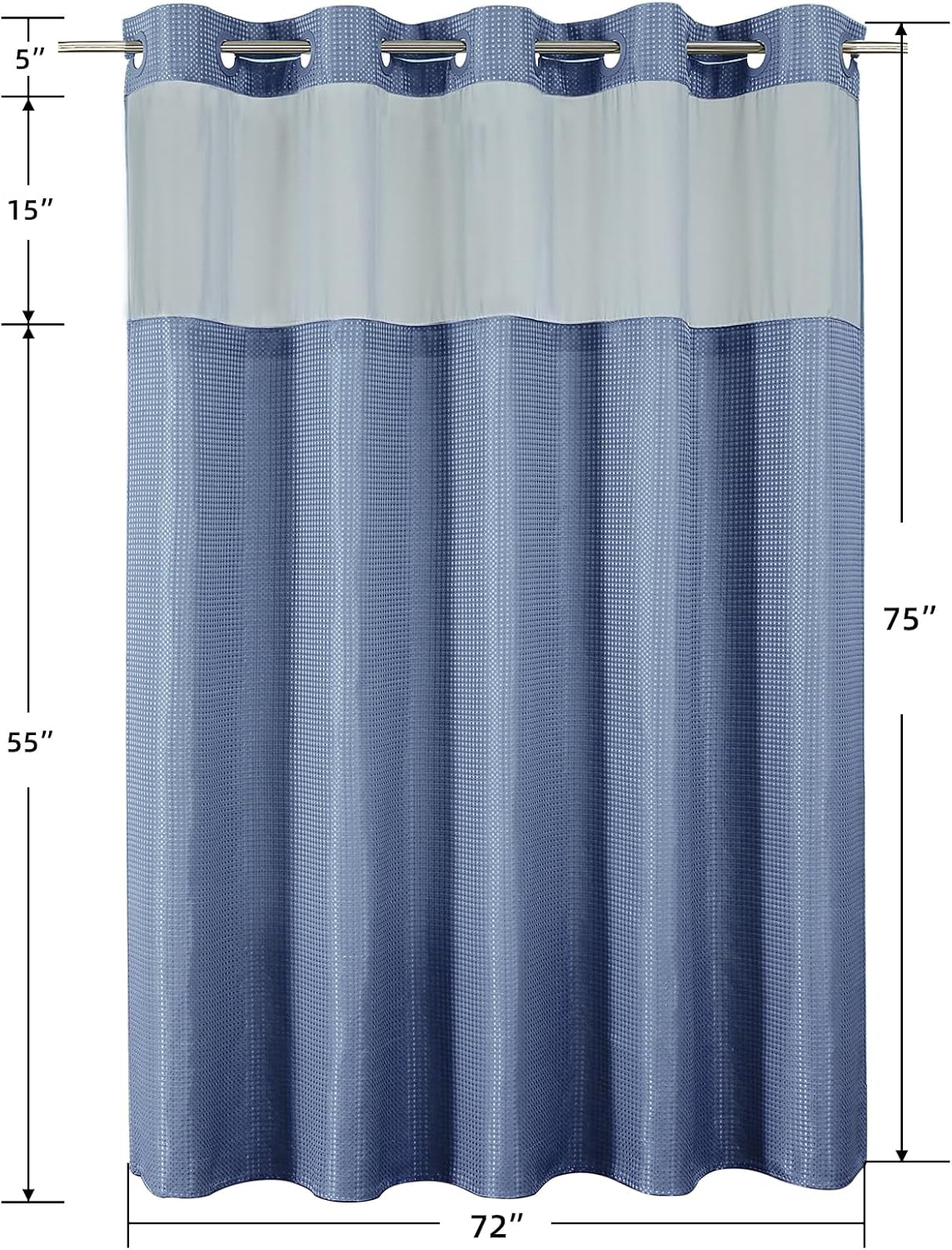 Sage Green No Hook Waffle Shower Curtain Set, 72 x 75 Inch