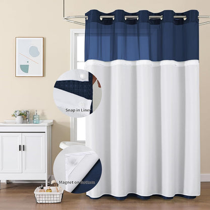 Sage Green No Hook Waffle Shower Curtain Set, 72 x 75 Inch