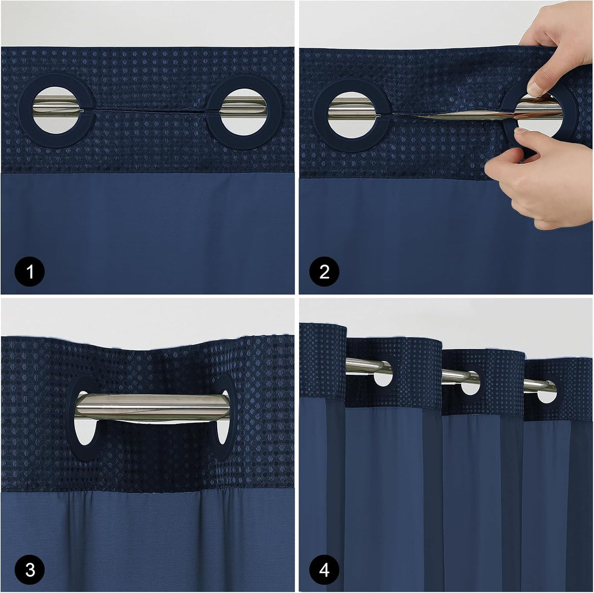 Sage Green No Hook Waffle Shower Curtain Set, 72 x 75 Inch
