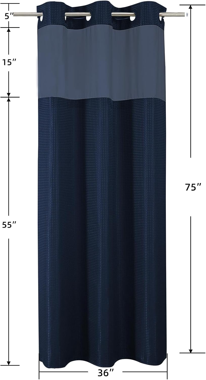 Sage Green No Hook Waffle Shower Curtain Set, 72 x 75 Inch
